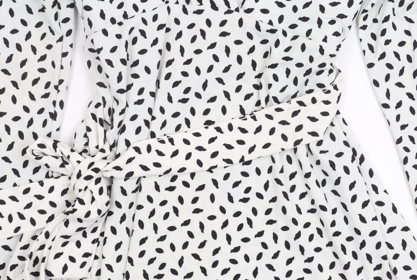 H&M Maternity Women's White Black Polka Dot Wrap Blouse Size 10