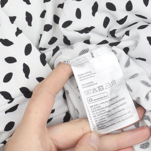 H&M Maternity Women's White Black Polka Dot Wrap Blouse Size 10