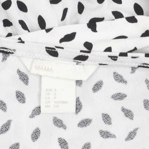 H&M Maternity Women's White Black Polka Dot Wrap Blouse Size 10