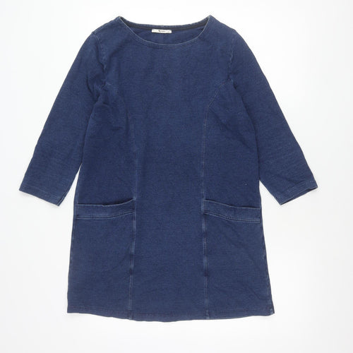 Tu Women Blue Shift Dress Size 10 Knee Length 3/4 Sleeve