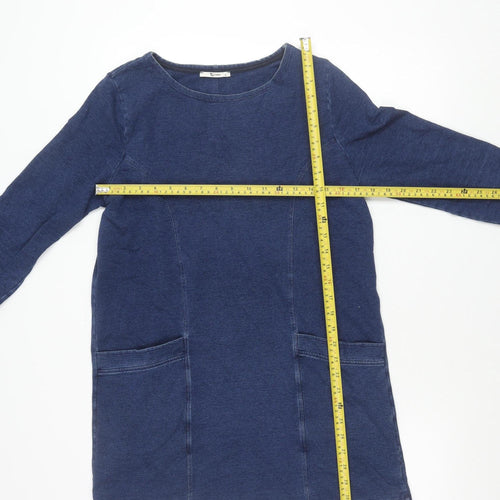 Tu Women Blue Shift Dress Size 10 Knee Length 3/4 Sleeve
