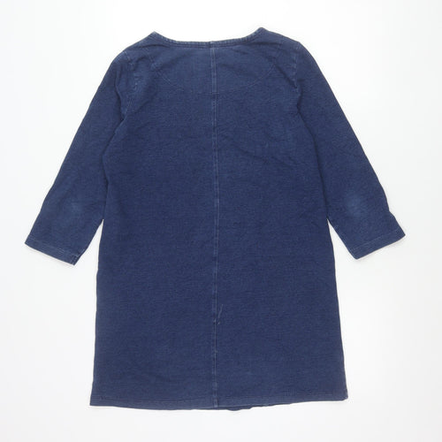 Tu Women Blue Shift Dress Size 10 Knee Length 3/4 Sleeve
