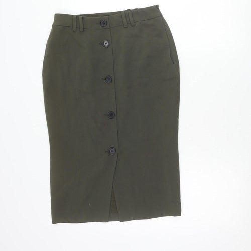 Hobbs Women’s Green Size 8 Pencil Skirt Button Detail Workwear