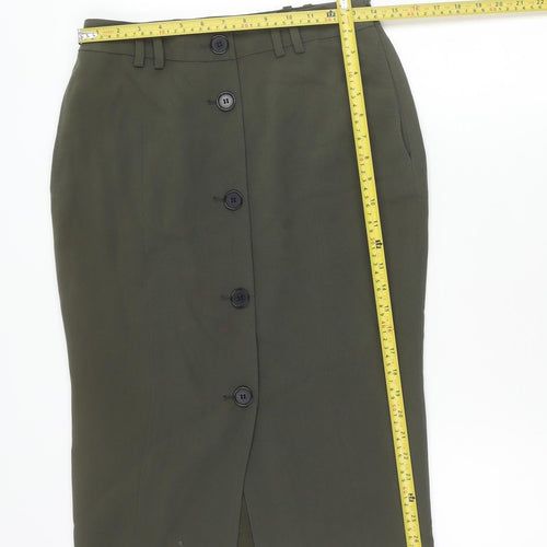 Hobbs Women’s Green Size 8 Pencil Skirt Button Detail Workwear