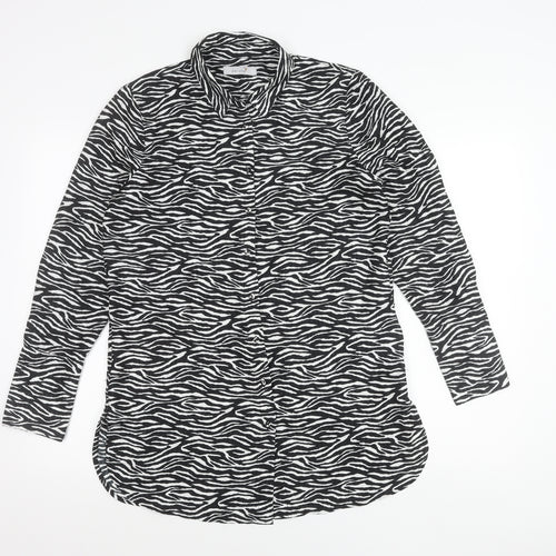 Marks and Spencer Per Una Women’s Black Animal Print Button-Up Shirt Size 10