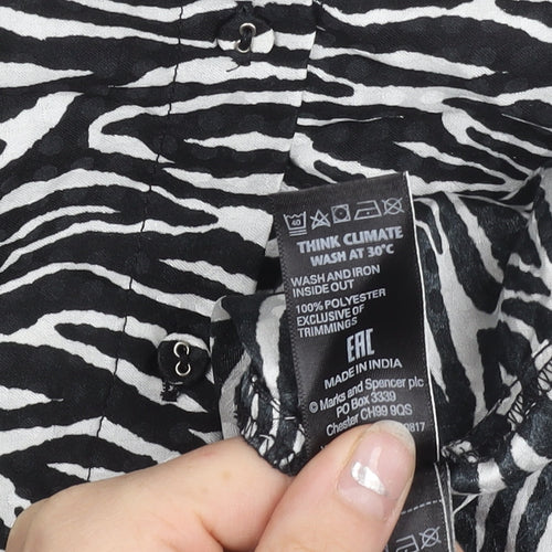 Marks and Spencer Per Una Women’s Black Animal Print Button-Up Shirt Size 10