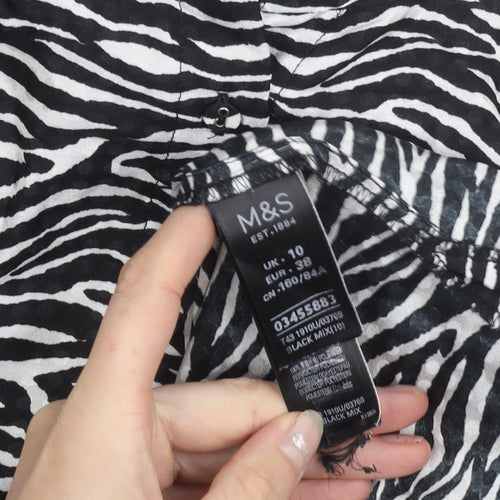 Marks and Spencer Per Una Women’s Black Animal Print Button-Up Shirt Size 10