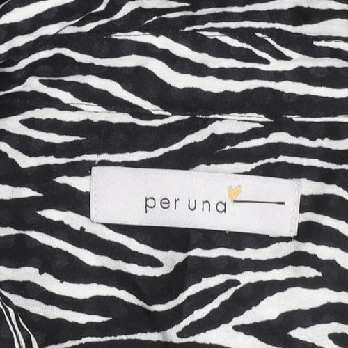 Marks and Spencer Per Una Women’s Black Animal Print Button-Up Shirt Size 10