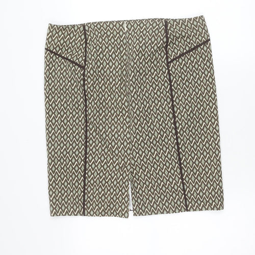 Cortefiel Women Brown Geometric Pencil Skirt Size 18 Lined Workwear
