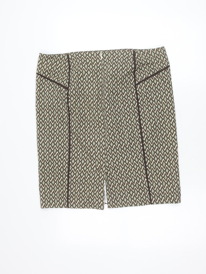 Cortefiel Women Brown Geometric Pencil Skirt Size 18 Lined Workwear