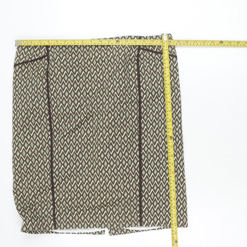 Cortefiel Women Brown Geometric Pencil Skirt Size 18 Lined Workwear