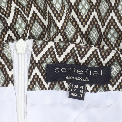 Cortefiel Women Brown Geometric Pencil Skirt Size 18 Lined Workwear