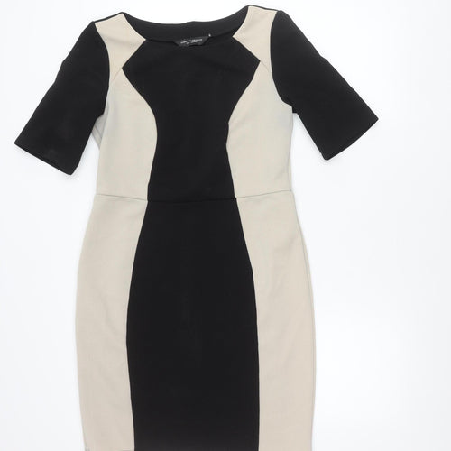 Dorothy Perkins Women’s Black Beige Colourblock Sheath Dress Size 12
