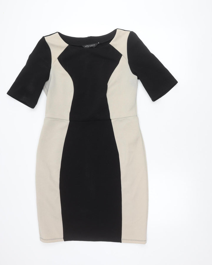 Dorothy Perkins Women’s Black Beige Colourblock Sheath Dress Size 12