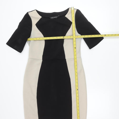 Dorothy Perkins Women’s Black Beige Colourblock Sheath Dress Size 12