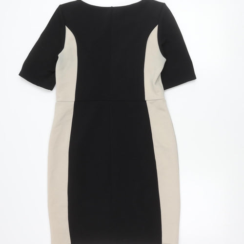 Dorothy Perkins Women’s Black Beige Colourblock Sheath Dress Size 12