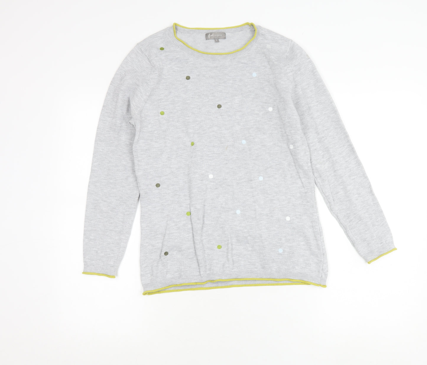 E-vie Womens Grey Polka Dot Crew Neck Pullover Jumper Size M