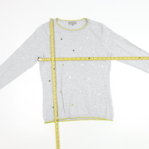 E-vie Womens Grey Polka Dot Crew Neck Pullover Jumper Size M