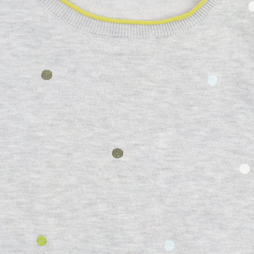 E-vie Womens Grey Polka Dot Crew Neck Pullover Jumper Size M