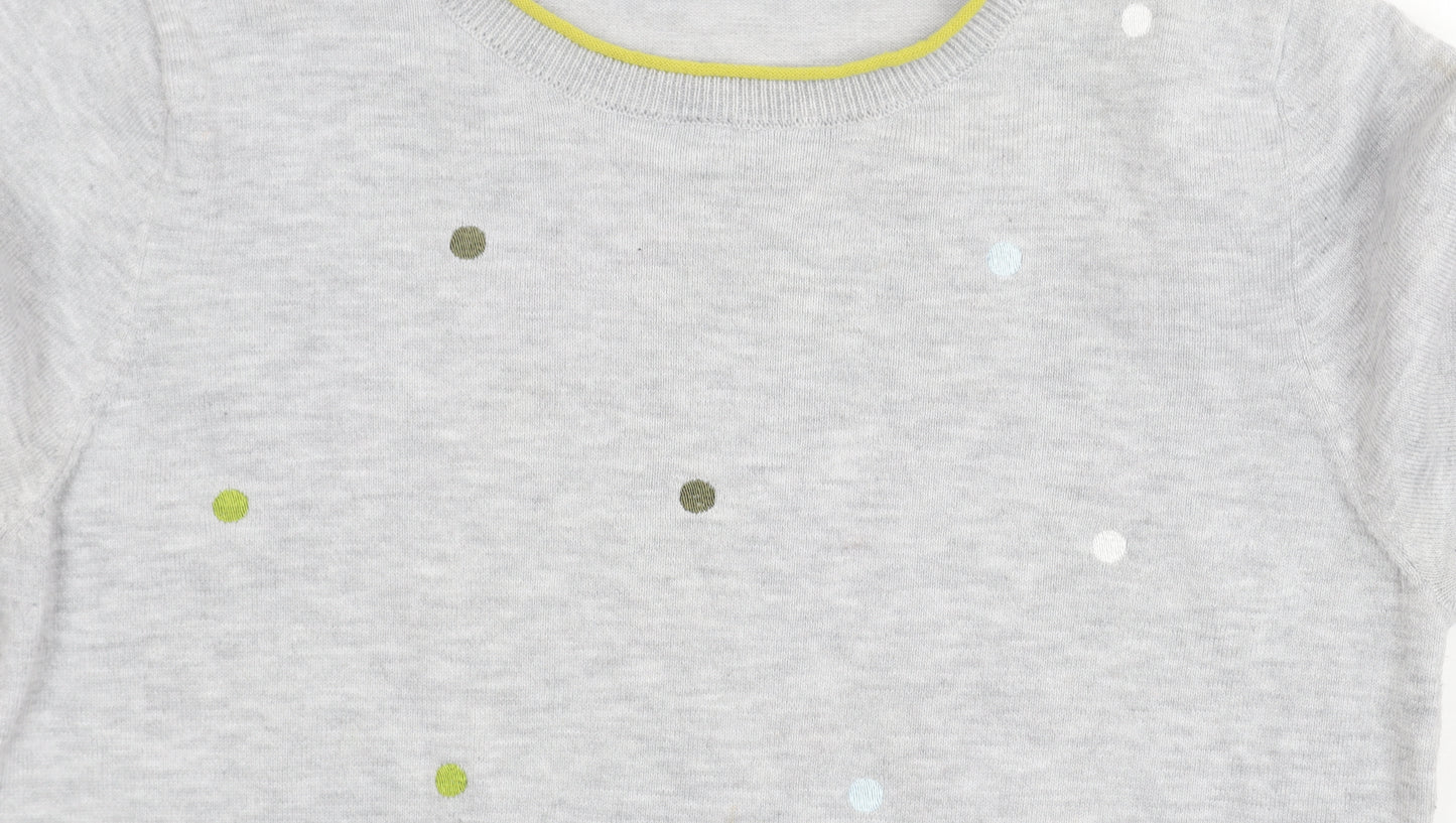E-vie Womens Grey Polka Dot Crew Neck Pullover Jumper Size M