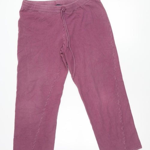 Boden Women’s Purple Capri Trousers XL Cotton Blend Stretch Drawstring