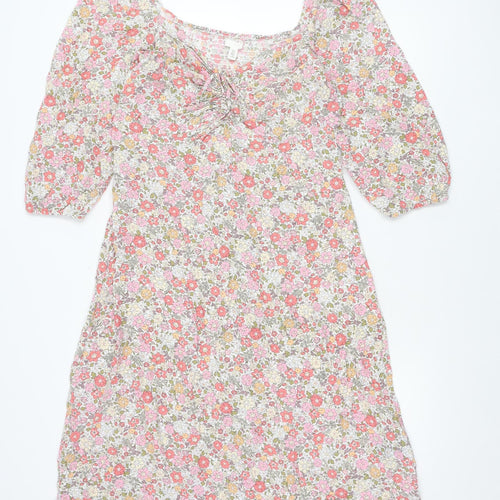 H&M Women’s Multicoloured XL Floral Puff Sleeve Shift Dress