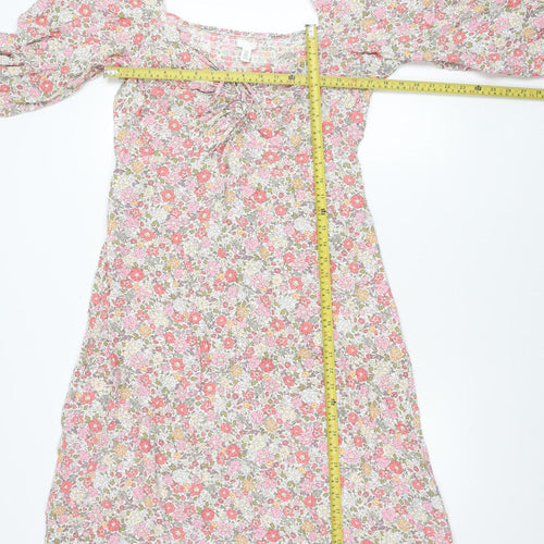 H&M Women’s Multicoloured XL Floral Puff Sleeve Shift Dress