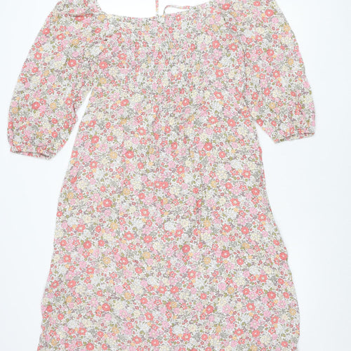 H&M Women’s Multicoloured XL Floral Puff Sleeve Shift Dress