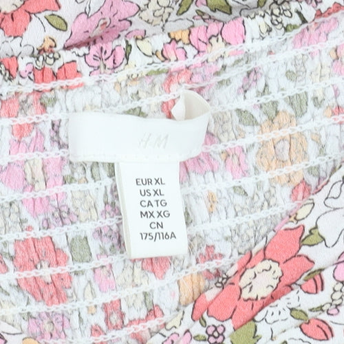 H&M Women’s Multicoloured XL Floral Puff Sleeve Shift Dress