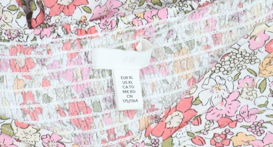 H&M Women’s Multicoloured XL Floral Puff Sleeve Shift Dress