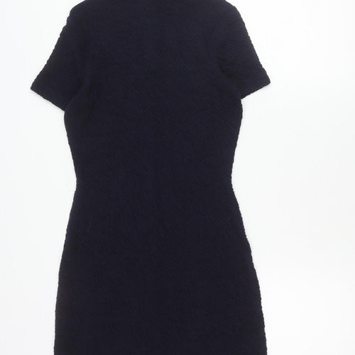 French Connection Women Black Sheath Dress Size 2 Short Sleeve