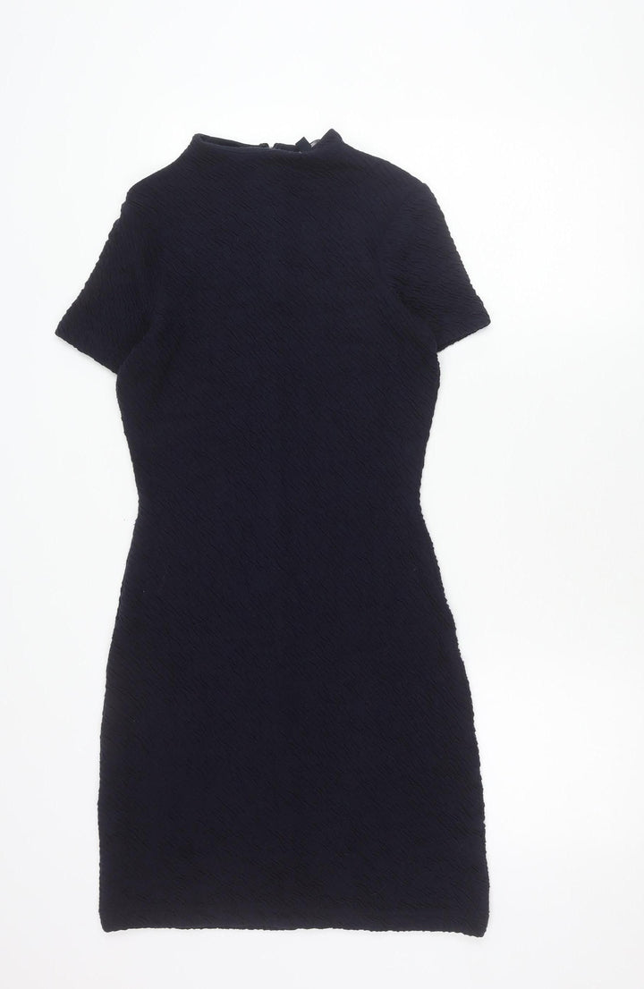 French Connection Women Black Sheath Dress Size 2 Short Sleeve