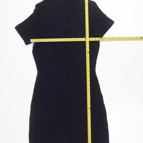 French Connection Women Black Sheath Dress Size 2 Short Sleeve
