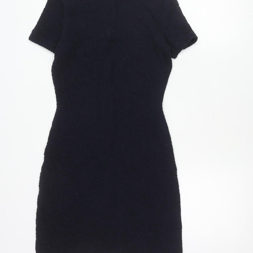French Connection Women Black Sheath Dress Size 2 Short Sleeve