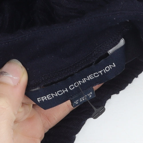 French Connection Women Black Sheath Dress Size 2 Short Sleeve