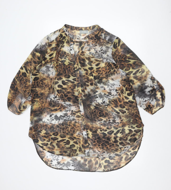 Wallis Womens Multicoloured Animal Print Chiffon Blouse XL