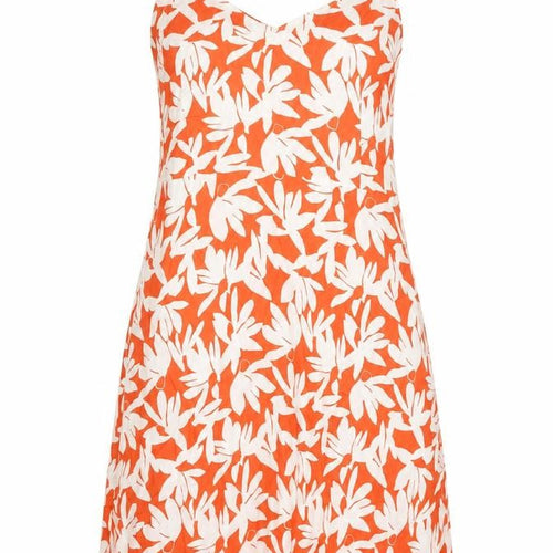 Uniqlo Women Orange Floral Viscose Slip Dress Size L Summer Casual