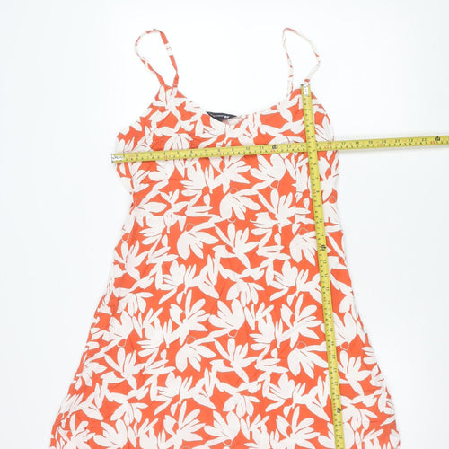 Uniqlo Women Orange Floral Viscose Slip Dress Size L Summer Casual