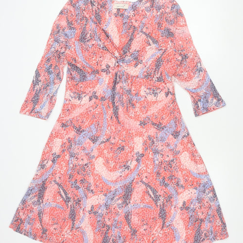 Marks and Spencer Womens Multicoloured V-Neck Floral Long Sleeve Tunic Blouse Size 14