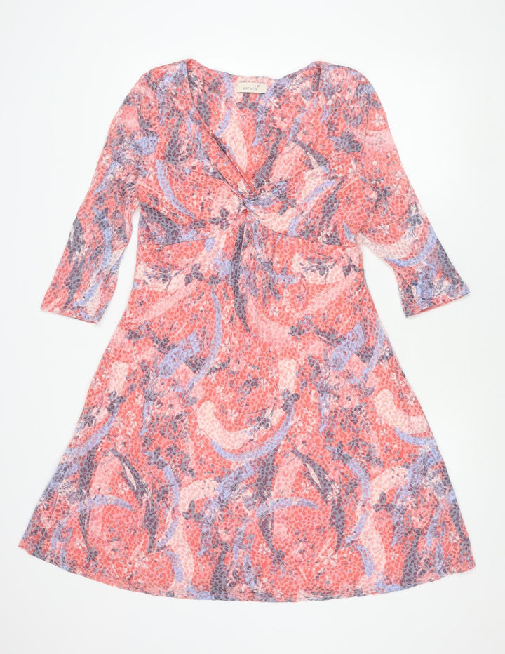 Marks and Spencer Womens Multicoloured V-Neck Floral Long Sleeve Tunic Blouse Size 14