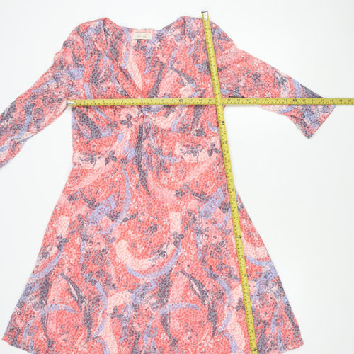 Marks and Spencer Womens Multicoloured V-Neck Floral Long Sleeve Tunic Blouse Size 14