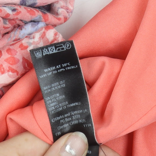 Marks and Spencer Womens Multicoloured V-Neck Floral Long Sleeve Tunic Blouse Size 14