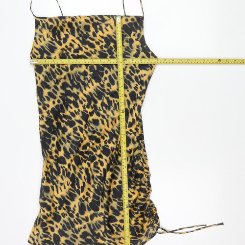 Topshop Women’s Leopard Print Slip Dress Size 10 Mini Strappy