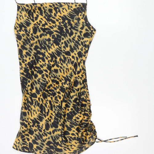 Topshop Women’s Leopard Print Slip Dress Size 10 Mini Strappy