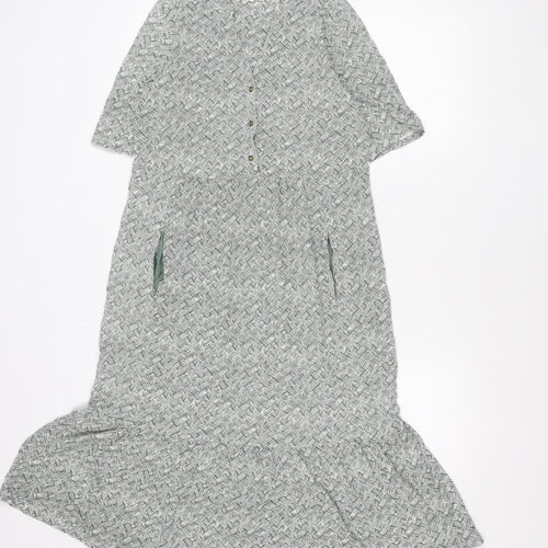 White Stuff Women’s Green Geometric Shirt Dress Size 12