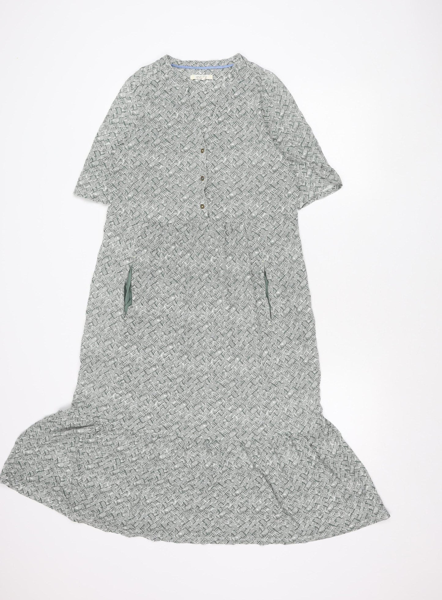 White Stuff Women’s Green Geometric Shirt Dress Size 12