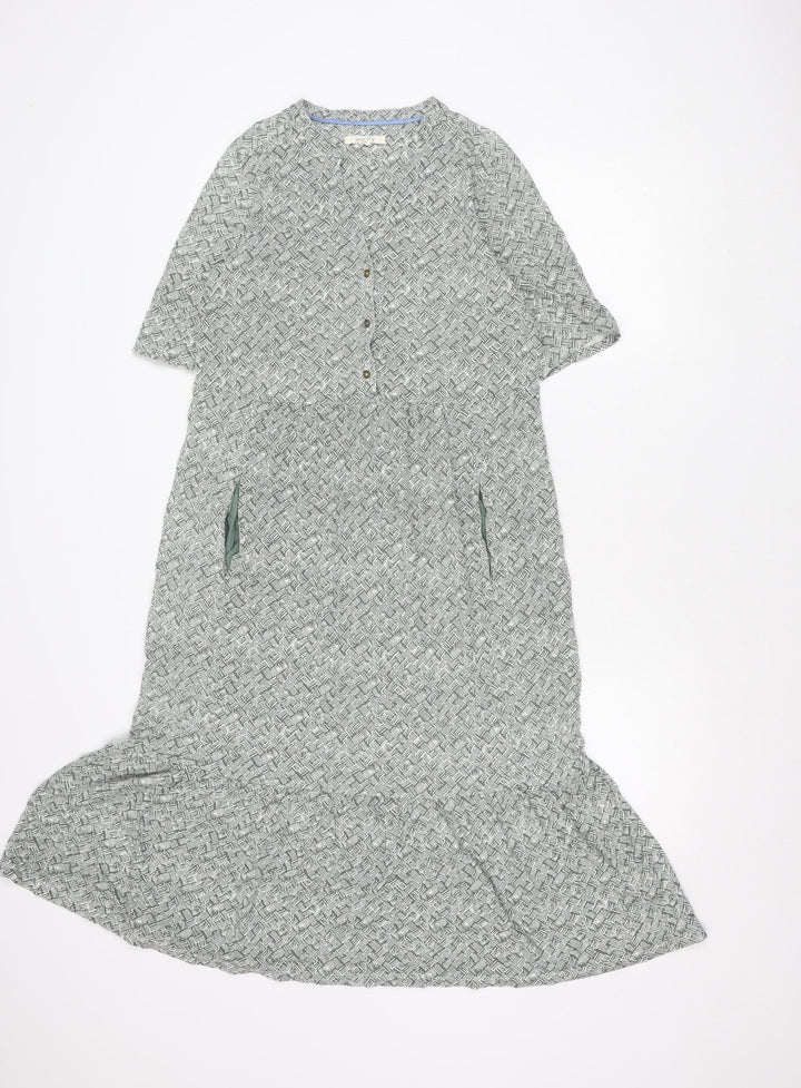 White Stuff Women’s Green Geometric Shirt Dress Size 12