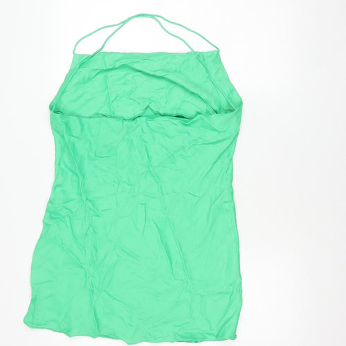 Zara Women Green L Slip Dress Viscose Elastane Summer Party