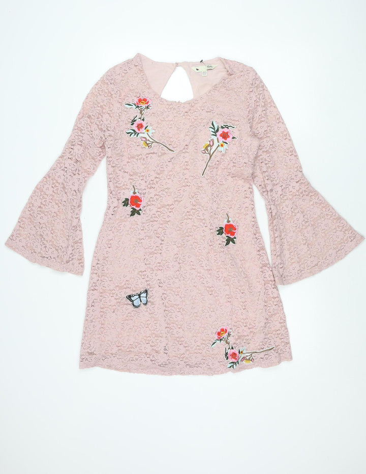 Yumi Women Pink Lace Embroidered Shift Dress UK 12 Wedding Party
