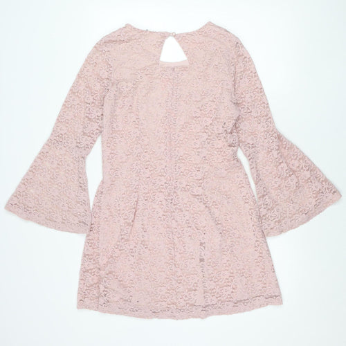 Yumi Women Pink Lace Embroidered Shift Dress UK 12 Wedding Party